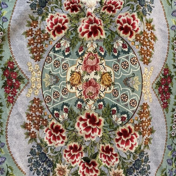 FARM RIO Lt Blue Peasant 3/4 Flutter Sleeve Blouse Sz S - Picture 11 of 12